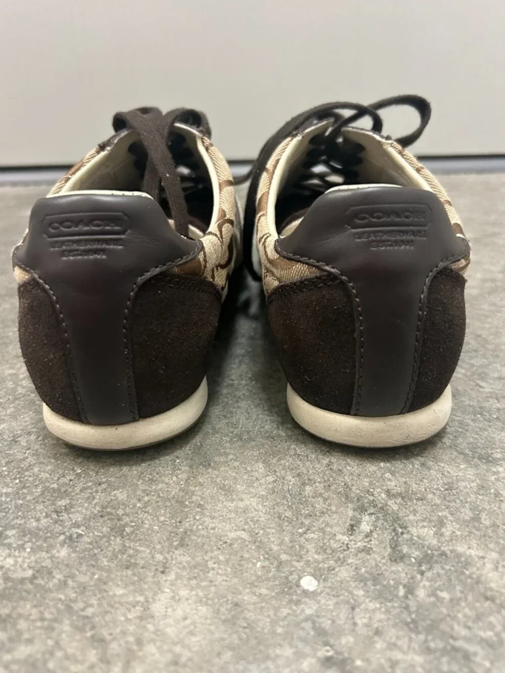 Vintage COACH Joss Signature C Jacquard Suede Sneakers Brown Q293 Women’s 9M